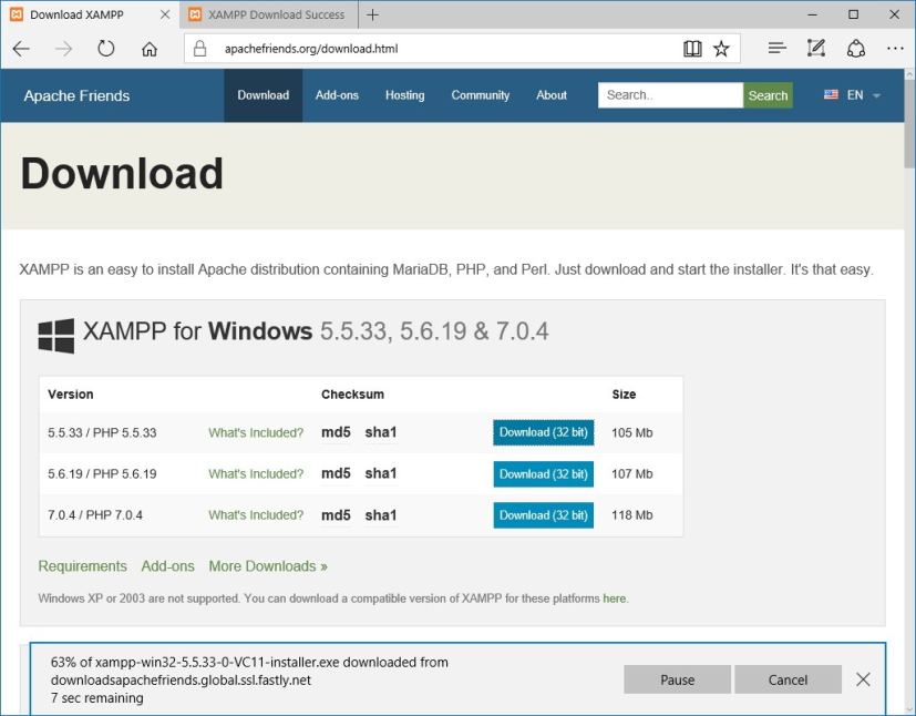 xampp for windows 10 64 bit bitnami